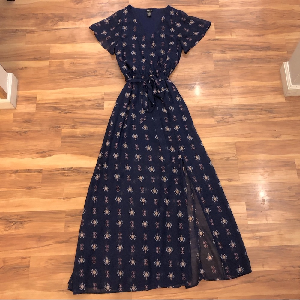 Rue21 Navy Floral Wrap Maxi Dress